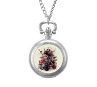 Japanese Geisha Woman Warrior Vintage Pocket Watch with Chain Arabic Numerals Scale Quartz Pocket Watches Gifts for Men Women