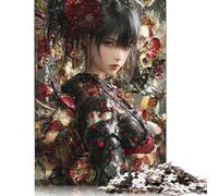 Japanese Geisha Wooden Jigsaw Puzzle 300 Pieces for Adults Fun Education Game Toy Intellectual Game Home Decoration Stress Relief Relaxation And Intelligence 300pcs (40x28cm)