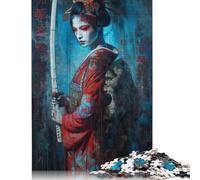 Japanese Geisha Wooden Jigsaw Puzzle 500 Piece for Adults Fun Toy Intellectual Game Decoration Stress Relief Toy Education Game Relaxation And Intelligence 500pcs (52x38cm)