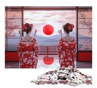 Japanese Geisha Wooden Jigsaw Puzzles for Adults Fun 300 Pieces Education Game Stress Relief Toy Toy Intellectual Game Home Decoration Premium & Durable 300pcs (40x28cm)