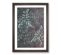 Japanese Geometric Leaf Design Framed Print | A2 Walnut Framed Wall Art | Ready to Hang | Asian Floral Picture | Living Room Bedroom Lounge Office