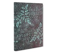 Japanese Geometric Leaf Design Painting Canvas Print | Gallery Wrapped 30mm Frame Wall Art | 30x20 inches | Ready to Hang | Asian Floral Picture | Living Room Bedroom Lounge Office