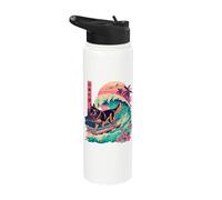 Japanese German Shepherd Surfing Wave Great Wave Japan Stainless Steel Insulated Water Bottle