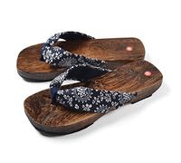 Japanese Geta Wooden Clogs Sandals Japan Traditional Shoes Geta Wood Flip Flops,Womens Japanese Style Wood Clog Flip Flops Shoes Anti-Skid Floral Mules Slippers Wooden Geta (Color : Black, Size : E