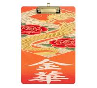 Japanese Golden Dragon Acrylic clipboard Hard Board for Nursing Student Trade Quest Tabla para escribir con Clip Size 9 x 12
