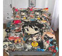 Japanese Graffiti Bedding Modern Duvet Cover Set 3D Eastern Culture Quilt Covers Bed 3 Pieces Girl And Boys Beddings Double（200x200cm）