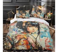 Japanese Graffiti Comforter Cover Sets for Kids Boys Teens Tokyo Street Art Duvet Covers 3D Print Bedding Set Quilt,Room Decor 3Pcs Beddings Super King（260x220cm）