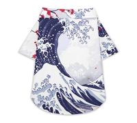 Japanese Great Wave Cherry Cute Pet T-Shirts Dog Shirt Clothes Funny Beach Pullover Cat Sweatshirt For Small Pets S