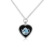 Japanese Great Wave Coffee Urn Necklace for Ashes Adjustable Pet Cremation Jewelry Heart Urn Pendant for Men Women