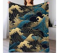 Japanese Great Wave Kanagawa Pattern Velvet Plush Throw Blanket 3D Print Lightweight Cozy Fleece,Bed Sofa Couch Soft Blanket for Home Bedroom Dorm Travel Gift for Adults Kids 40x50inch(100x130cm)