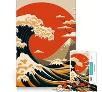 Japanese Great Wave Vector for Adults 1000 Piece Jigsaw Puzzle Brain Exercise Tension Relief Real Challenge Classic Xmas Gift (38x26cm)