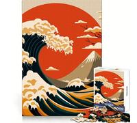 Japanese Great Wave Vector for Adults 1000 Piece Jigsaw Puzzle Brain Exercise Tension Relief Real Challenge Classic Xmas Gift (38x26cm)