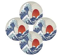 Japanese Great Waves Set of 1 Table Mat, Washable Placemat Plate Holder, Non-Slip Place Mats Protector, Round Desk Mat Pad for Kitchen Dining 15.4 Inches