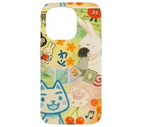 Japanese Green CAT anime Aesthetic MagSafe Manga Cat Collage Case for iPhone 15 Pro