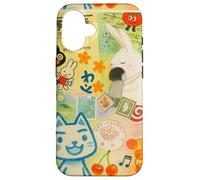 Japanese Green CAT anime Aesthetic MagSafe Manga Cat Collage Case for iPhone 16