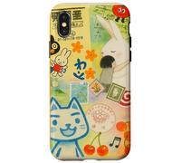Japanese Green CAT anime Aesthetic MagSafe Manga Cat Collage Case for iPhone X/XS