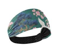 Japanese Green-Flowered Crane Non-Slip? Summer Headbands for Women Elastic Sweaty Bands for Workouts Workouts Workouts Daily use cintas para el Pelo de Mujer