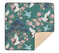 Japanese Green-Flowered Crane Soft Foam Baby Play Mat for Floor Comfortable Infant Play Mat for Babies Infants Toddlers, 50'' x 50''