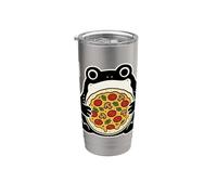 Japanese Grumpy Frog Sumi-e Pizza Lover Kawaii Funny Pizza Stainless Steel Insulated Tumbler