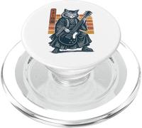 Japanese Guitar Cat Samurai Retro Electric Guitar Vintage PopSockets PopGrip for MagSafe