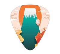 Japanese Guitar Picks 12 Pack Universal ABS Guitar Picks,Folkloric Graphic with Ethnic Themed Clouds Mountain Pig Cherry Blossom,for Acoustic and Electric Guitar