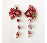 Japanese Hair Clips Japanese Kimono Hair Clip, Tassel Flower Hairpin, Red Chinese Hair Pin for Girls Women(Style 3)