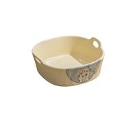 Japanese hand-painted cute pet large capacity double ear anti-scalding cartoon tableware - couple cat, double ear bowl - square