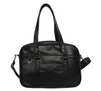 Japanese Handbag PU Leather JK Uniform Bag with Adjustable Strap Kawaii Shoulder Bag with Zipper Closure Underarm Bag Messenger Bag for Women (Black)