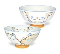 Japanese Handcrafted Rice Bowl, Authentic Mino Ware Pottery, Calico Cat Motif Design, MIKE Blue Chawan, set of 2
