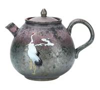 Japanese Handmade Porcelain Teapot with Crane Pattern