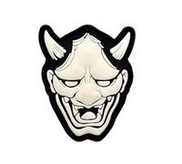 Japanese Hannya Demon Mask PVC Patches, Glow-in-The-Dark Morale Badges, Hook Fastener Backing, 6.5-9cm Samurai Design for Backpack, Armband Appliques