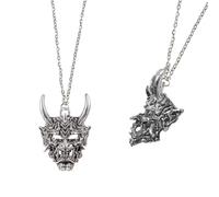 Japanese Hannya Mask Necklace Demon Prajna Chain Ghost Skull Head Samurai Face Gift Jewellery Accessory Halloween Devil Scary Kabuki Horror Helmet Costume Oni Horns