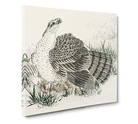 Japanese Hawk Eagle by Numata Kashu Asian Japanese Canvas Wall Art Print Ready to Hang, Framed Picture for Living Room Bedroom Home Office Décor, 14x14 Inch (35x35 cm)