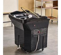 Japanese Head Spa Equipment Sink,Mobile Portable Thermostatic Water Circulation Shampoo Basin,60L Large Water Tank,Fumigation,Light Therapy,Enhance The Head Wash Experience(Black,Style1)