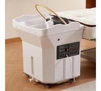 Japanese Head Spa Equipment Sink,Mobile Portable Thermostatic Water Circulation Shampoo Basin,60L Large Water Tank,Fumigation,Light Therapy,Enhance The Head Wash Experience(White,Style1)