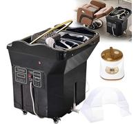 Japanese Head Spa Equipment with 60L Thermostatic Water Basin & Light Therapy - Portable Shampoo Bowl for Fumigation, Hydration, and Relaxation(Color:Black)