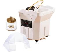 Japanese Head Spa Equipment with 60L Water Tank,Water Circulation Shampoo Basin, Adjustable Headrest,Light Therapy Spa Fumigation Equipment,for Spa Beds & Salon(White,Style2)