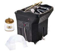 Japanese Head Spa Equipment with 60L Water Tank,Water Circulation Shampoo Basin, Adjustable Headrest,Light Therapy Spa Fumigation Equipment,for Spa Beds & Salon(Black,Style2)