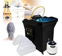 Japanese Head Spa Equipment with Fumigation and Phototherapy, Portable Hair Washing Sink, Thermostatic Head Spa Water Circulation Shampoo Basin,Black