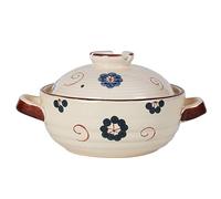 Japanese Heat Resistant Casserole,Cooking Clay Pot For Stew Braise Boil,Retro Japanese Style Ceramic Stew Pot Clay Casserole Household For Stew Steam Christmas Supplies Soup Bowl(2.2qt/2L)
