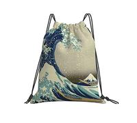 Japanese Hokusai The Great Wave Of Kanagawa Men Women Drawstring Backpack Waterproof Drawstring Bag Lightweight Sports Rucksack For Picnic Travel Camping