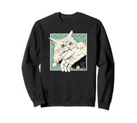 Japanese Horror Anime Cat Bite Vintage Manga Art Sweatshirt