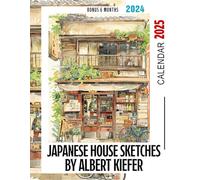 Japanese House Sketches by Albert Kiefer Calendar 2025: 18-Month Planner with Bonus 6 Months, Featuring Beautiful Artwork of Japanese Homes