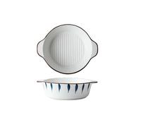 Japanese household simple hand-painted ceramic dishes creative personality breakfast soup bowl-large ears round baking tray