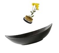 Japanese Ikebana Vase Kit,2inch Flower Frog Kanzan with 9inch Bowl Vase - Floral Frog Included,Various Styles (Frosted, Hammering Pattern)
