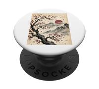 Japanese Ink Art Landscape with Sakura Tree PopSockets Adhesive PopGrip