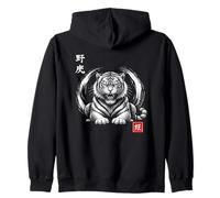 Japanese ink art with tiger spirit and power Zip Hoodie