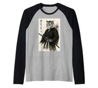 Japanese Ink Brush Art Bushido Warrior Samurai Bengal Tiger Raglan Baseball Tee