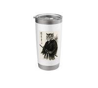 Japanese Ink Brush Art Bushido Warrior Samurai Bengal Tiger Stainless Steel Insulated Tumbler