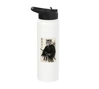 Japanese Ink Brush Art Bushido Warrior Samurai Bengal Tiger Stainless Steel Insulated Water Bottle